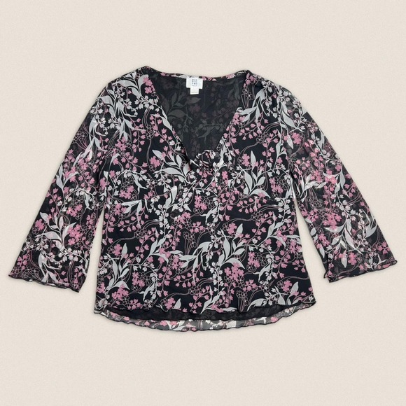 Y2K Floral Long Sleeve Blouse Top | Size Large | Apt. 9 | - Picture 1 of 4